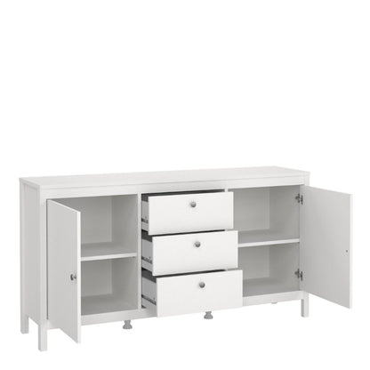 Madrid White Sideboard w/ 2 Doors & 3 Drawers - White Tree Furniture