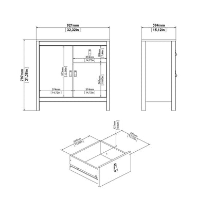 Madrid White Sideboard w/ 2 Doors & 1 Drawer - White Tree Furniture