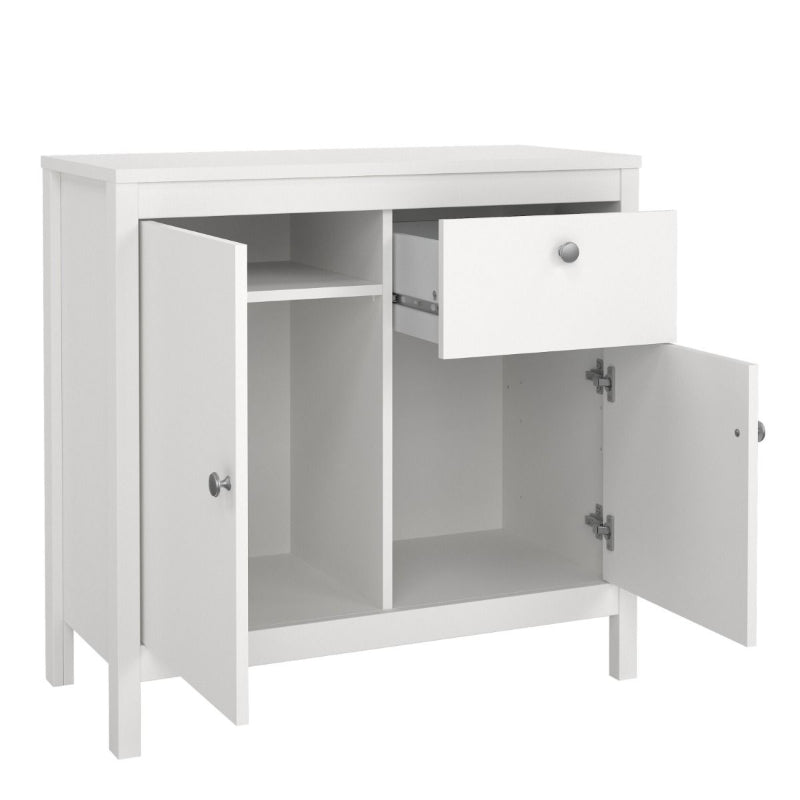 Madrid White Sideboard w/ 2 Doors & 1 Drawer - White Tree Furniture