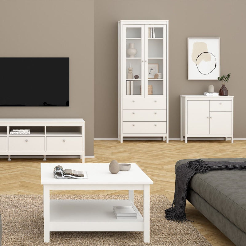 Madrid White Sideboard w/ 2 Doors & 1 Drawer - White Tree Furniture