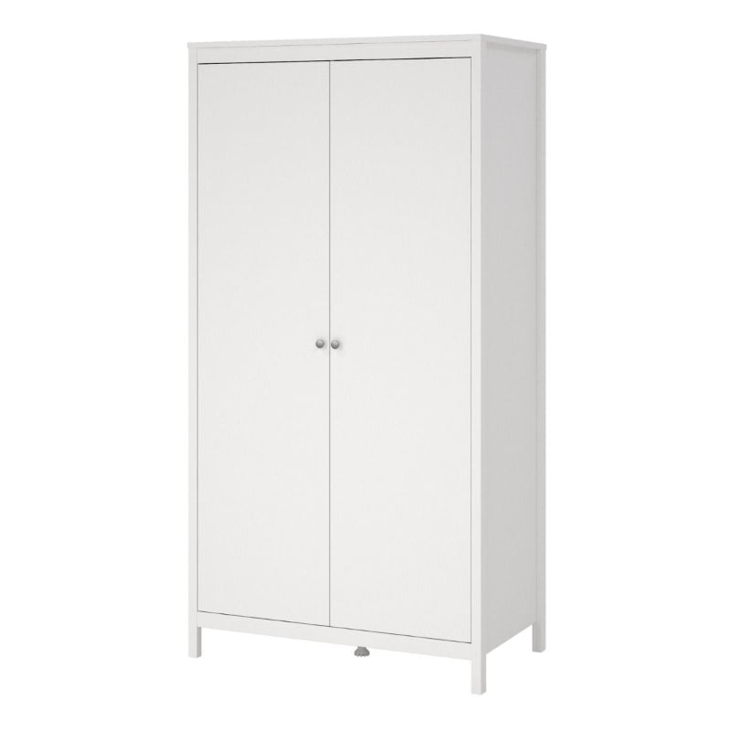 Madrid White Wardrobe with 2 Doors - White Tree Furniture