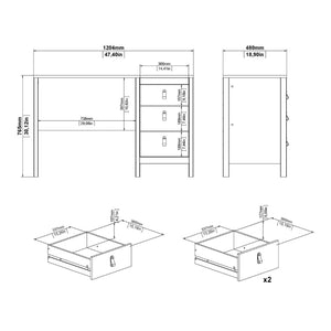 Madrid White Desk with 3 Drawers - White Tree Furniture