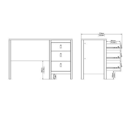 Madrid White Desk with 3 Drawers - White Tree Furniture