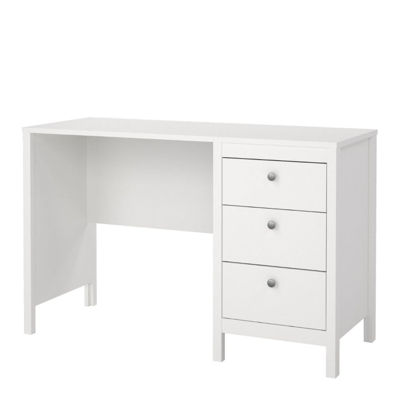 Madrid White Desk with 3 Drawers - White Tree Furniture