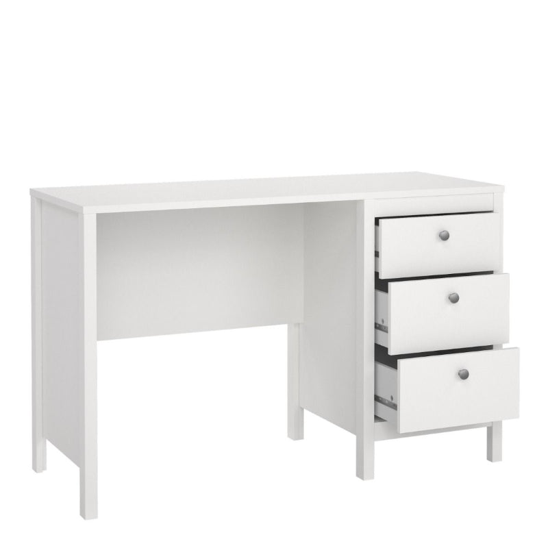 Madrid White Desk with 3 Drawers - White Tree Furniture