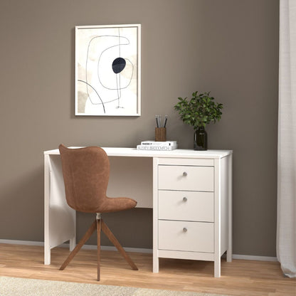 Madrid White Desk with 3 Drawers - White Tree Furniture