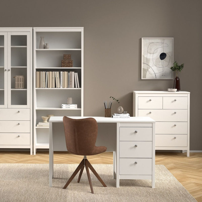 Madrid White Desk with 3 Drawers - White Tree Furniture