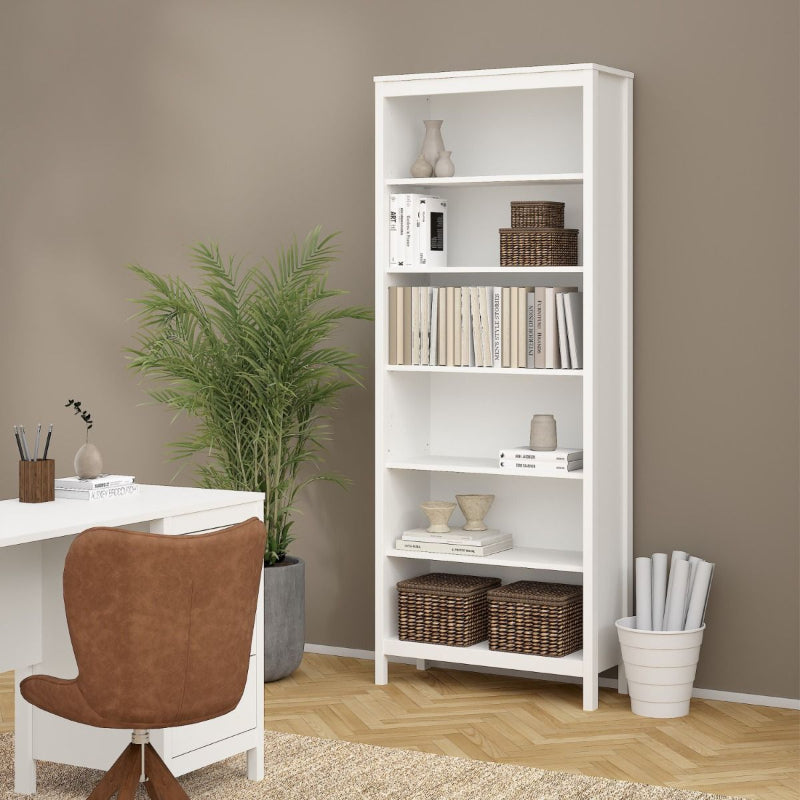 Madrid Tall White Bookcase - White Tree Furniture