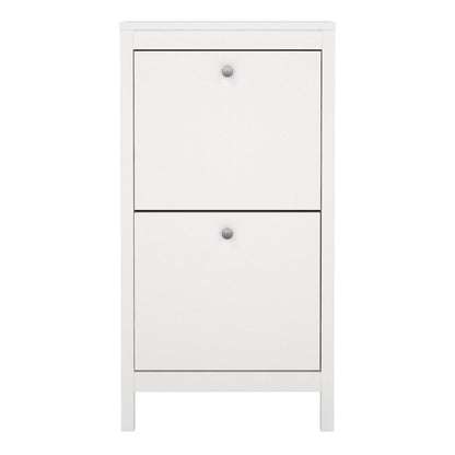 Madrid White Shoe Cabinet w/ 2 Flip Down Doors - White Tree Furniture