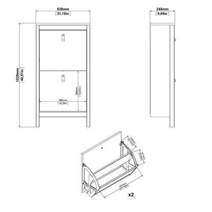 Madrid White Shoe Cabinet w/ 2 Flip Down Doors - White Tree Furniture