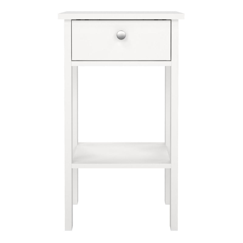 Madrid White Bedside Table w/ 1 Drawer - White Tree Furniture