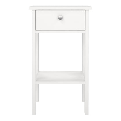 Madrid White Bedside Table w/ 1 Drawer - White Tree Furniture