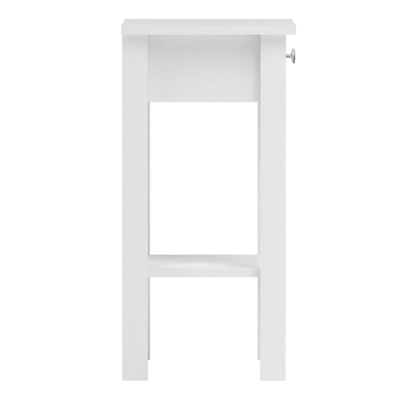 Madrid White Bedside Table w/ 1 Drawer - White Tree Furniture