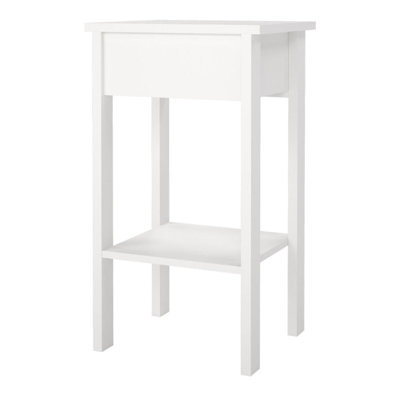 Madrid White Bedside Table w/ 1 Drawer - White Tree Furniture