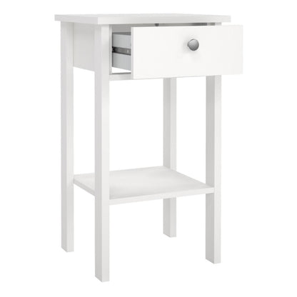 Madrid White Bedside Table w/ 1 Drawer - White Tree Furniture