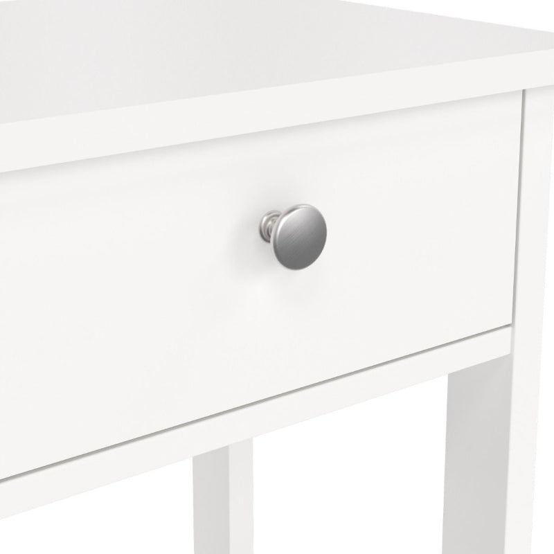 Madrid White Bedside Table w/ 1 Drawer - White Tree Furniture