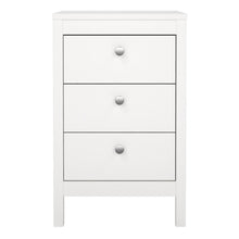 Madrid White Bedside Table w/ 3 Drawers - White Tree Furniture