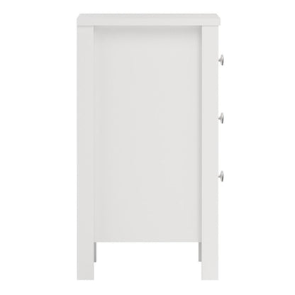 Madrid White Bedside Table w/ 3 Drawers - White Tree Furniture