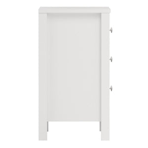 Madrid White Bedside Table w/ 3 Drawers - White Tree Furniture