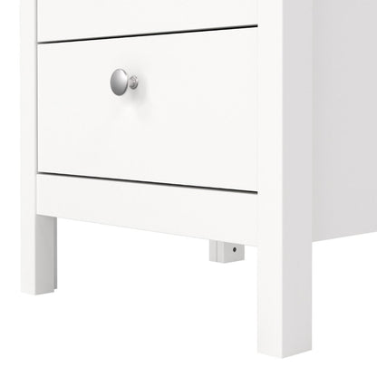 Madrid White Bedside Table w/ 3 Drawers - White Tree Furniture