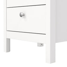 Madrid White Bedside Table w/ 3 Drawers - White Tree Furniture