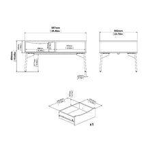 Fur Coffee Table w/ 1 Drawer in Grey & White - White Tree Furniture