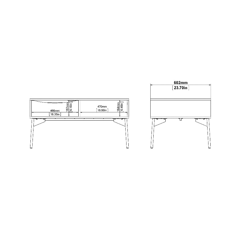 Fur Coffee Table w/ 1 Drawer in Grey & White - White Tree Furniture