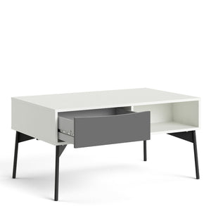 Fur Coffee Table w/ 1 Drawer in Grey & White - White Tree Furniture