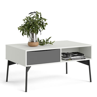 Fur Coffee Table w/ 1 Drawer in Grey & White - White Tree Furniture