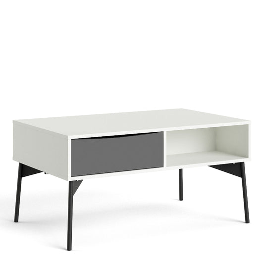 Fur Coffee Table w/ 1 Drawer in Grey & White - White Tree Furniture