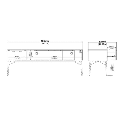 Fur TV Unit w/ 2 Sliding Doors 1 Drawer in Grey & White - White Tree Furniture