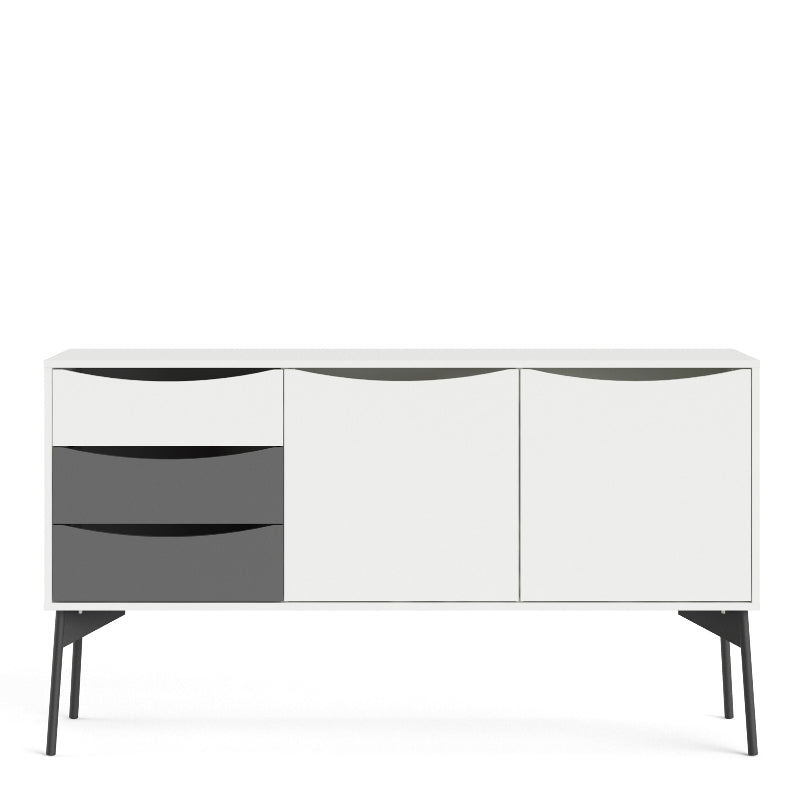 Fur Sideboard w/ 2 Doors & 3 Drawers in Grey & White - White Tree Furniture