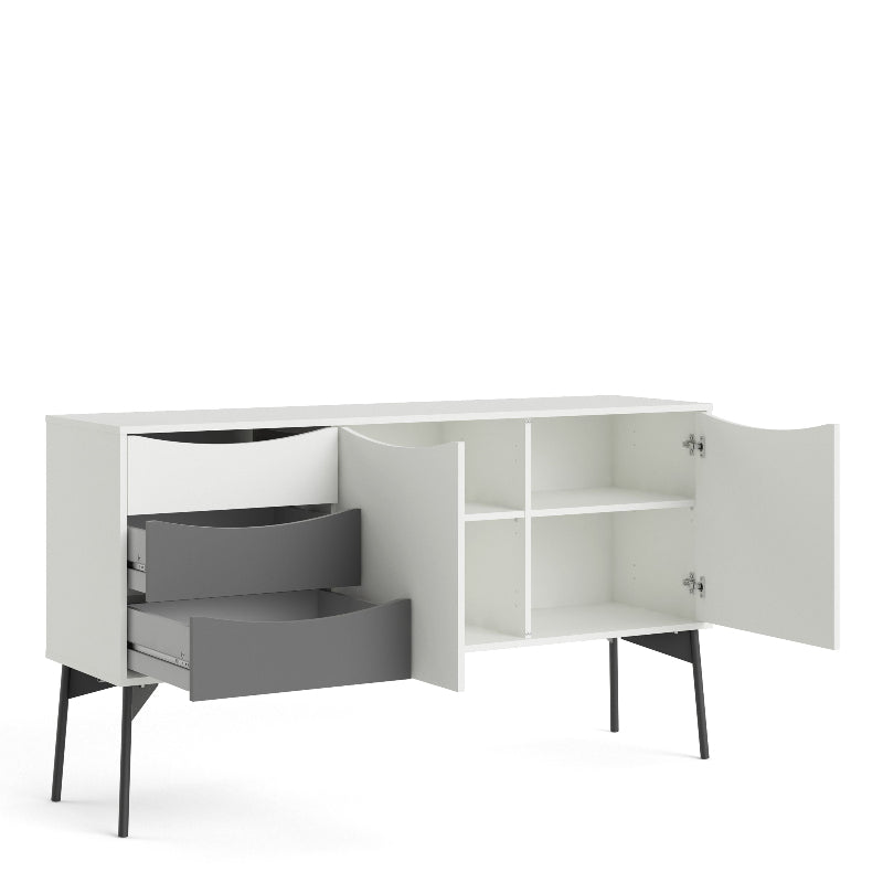 Fur Sideboard w/ 2 Doors & 3 Drawers in Grey & White - White Tree Furniture