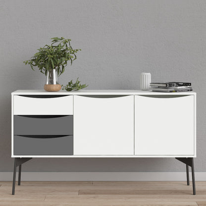 Fur Sideboard w/ 2 Doors & 3 Drawers in Grey & White - White Tree Furniture