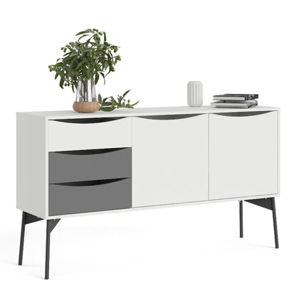 Fur Sideboard w/ 2 Doors & 3 Drawers in Grey & White - White Tree Furniture