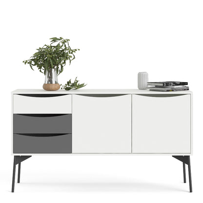 Fur Sideboard w/ 2 Doors & 3 Drawers in Grey & White - White Tree Furniture