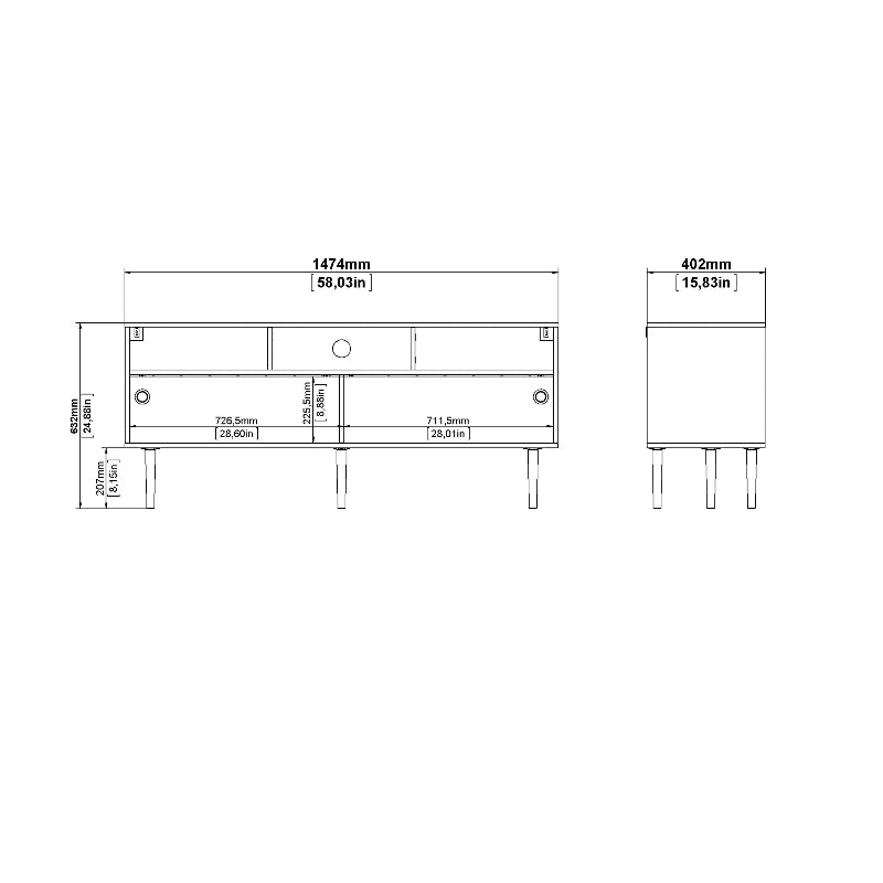 Rome TV Unit 2 Sliding Doors - White Tree Furniture