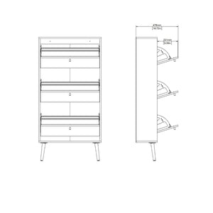 Cumbria White Shoe Cabinet w/ 3 Flip Down Doors - White Tree Furniture