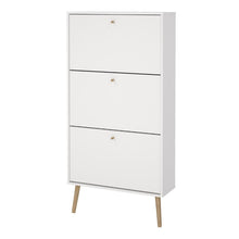 Cumbria White Shoe Cabinet w/ 3 Flip Down Doors - White Tree Furniture