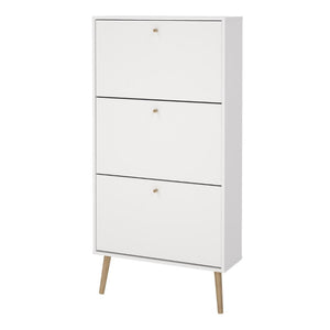 Cumbria White Shoe Cabinet w/ 3 Flip Down Doors - White Tree Furniture