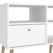 Cumbria White TV Unit w/ 2 Drawers & Oak Legs - White Tree Furniture