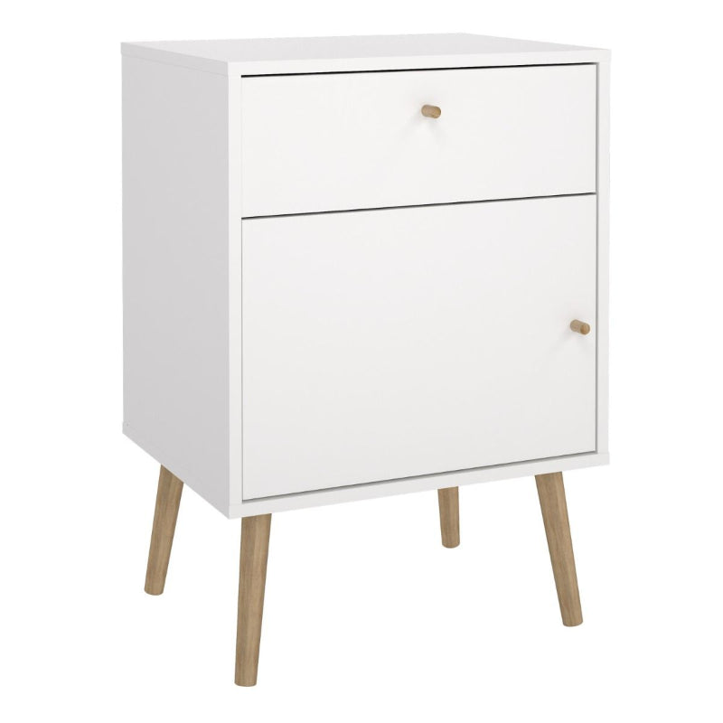 Cumbria White Bedside Table w/ Oak Legs - White Tree Furniture