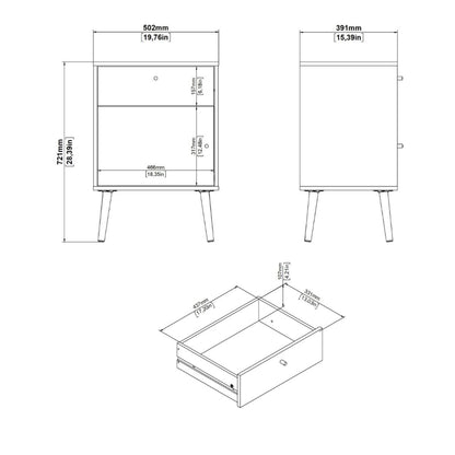 Cumbria White Bedside Table w/ Oak Legs - White Tree Furniture