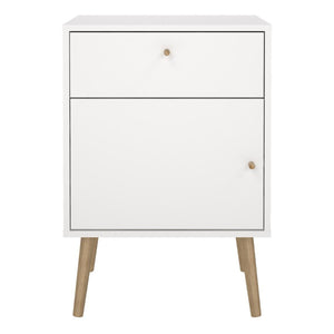 Cumbria White Bedside Table w/ Oak Legs - White Tree Furniture