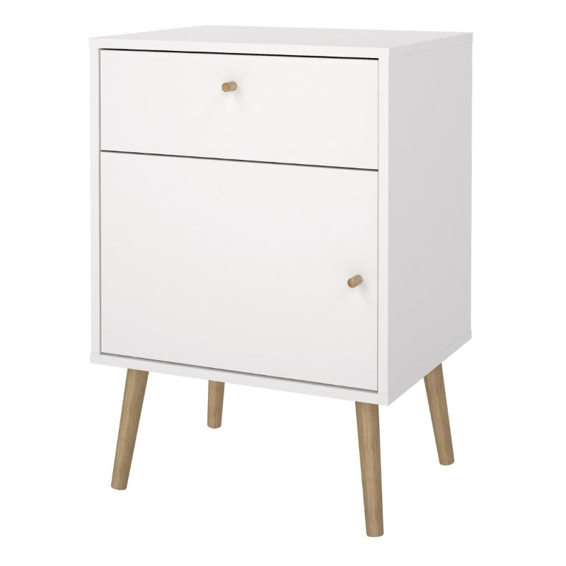 Cumbria White Bedside Table w/ Oak Legs - White Tree Furniture