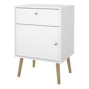 Cumbria White Bedside Table w/ Oak Legs - White Tree Furniture