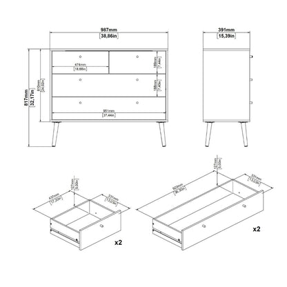 Cumbria White Chest of Drawers 2+2 w/ Oak Legs - White Tree Furniture