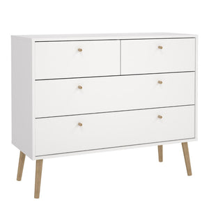 Cumbria White Chest of Drawers 2+2 w/ Oak Legs - White Tree Furniture