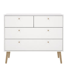 Cumbria White Chest of Drawers 2+2 w/ Oak Legs - White Tree Furniture