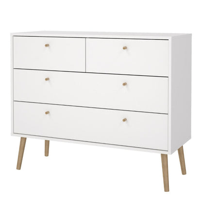 Cumbria White Chest of Drawers 2+2 w/ Oak Legs - White Tree Furniture